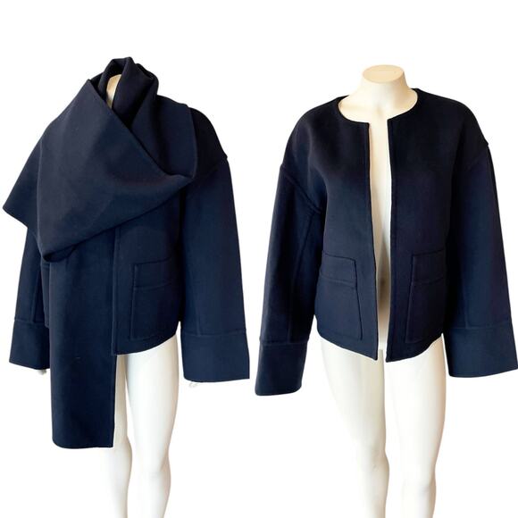 A.L.C. Finley Wool Jacket in Navy Scarf Attachment Small - Picture 4 of 16